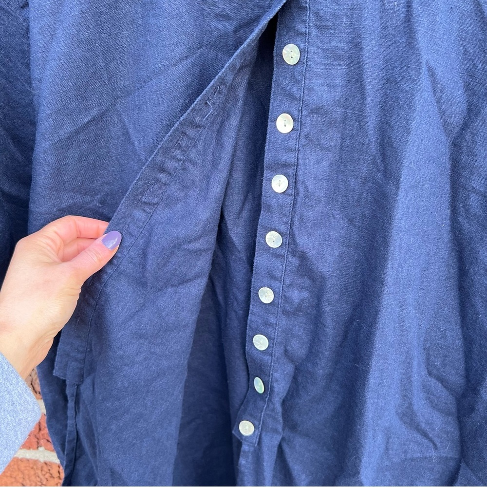 Coldwater Creek Navy Blue Short Sleeve Casual Button Down Shirt - Picture 3 of 5